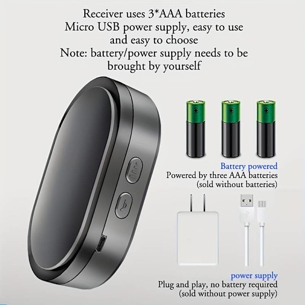 Trådløs dørklokke sett batteridrevet, blinkende trådløse dørklokker for hjemmet, 304,8 meter dørklokke med 1 dørklokkeknapp og 1 bærbar dørklokke