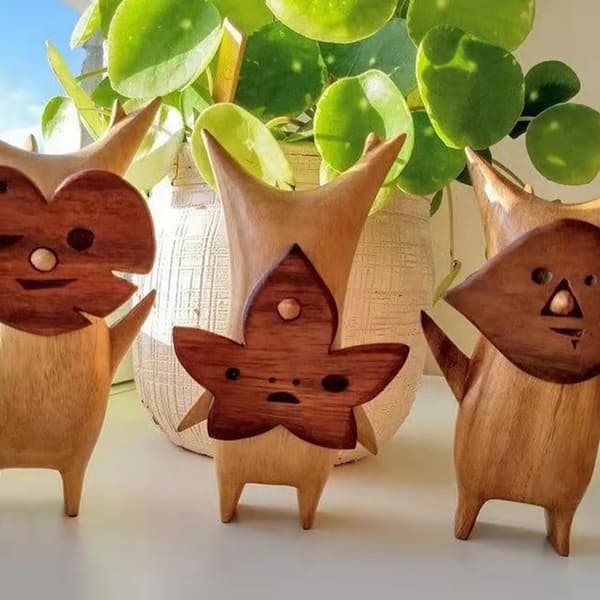 Trä Korok Staty Hantverksdekoration Spelälskare Zelda A