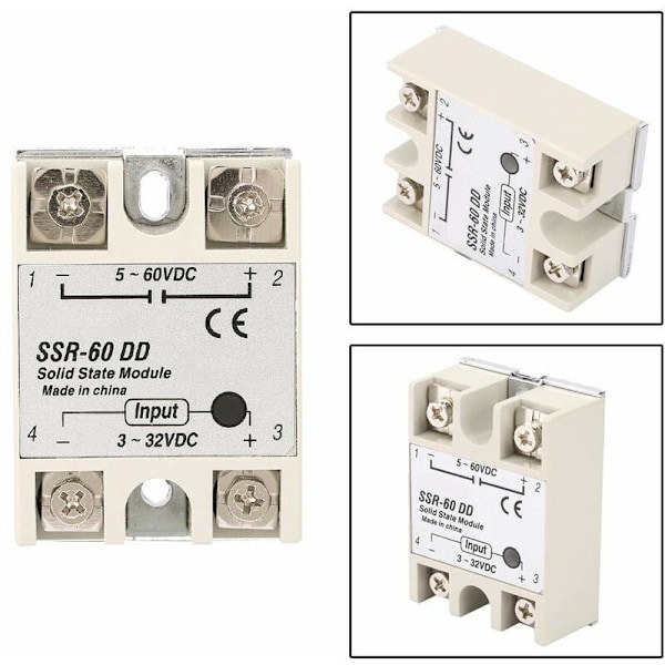 SSR-60DD Solid State Relé 60A Maskinkontroll DC-DC 3-32VDC til 5-110VDC Solid State Reléer