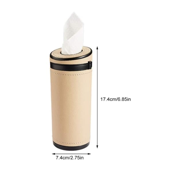 Beige - 18*7*7cm, 1. vævsæske til bil, PU læder vævsbeholder, Ca
