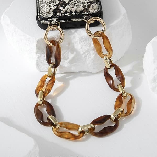 34cm+4cm Akryl Mobiltelefon Håndleddsstropp Stilig Telefon Charm Stropp Lanyard -(h}) Multicolor Coffee