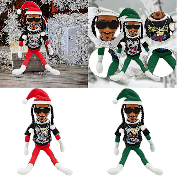 Snoop On The Stoop - Snoop Dogg -nukke Jouluinen Plus-hahmo Leikkikalun Koristelahja dog green