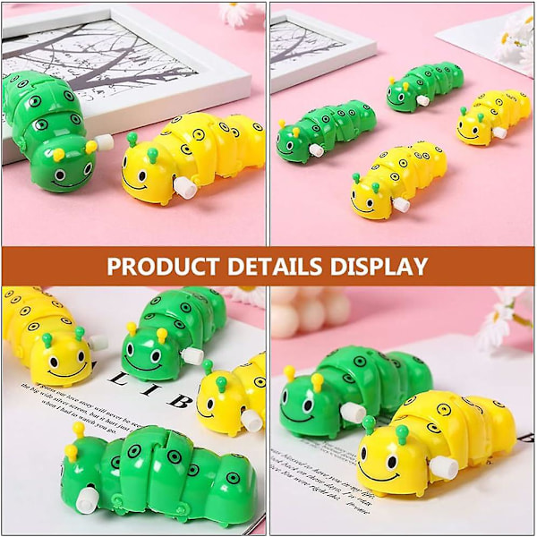 6 stk. Caterpillar Wind Up Toy Clockwork Insert Toy Caterpillar Plaything Animal Party Favors for Boys Girls (Blandet farge)