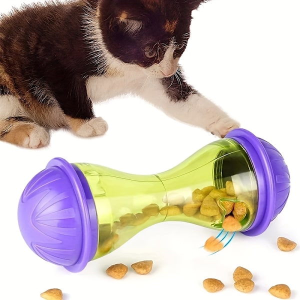 Husdjursleksak för katt, matläckageanordning, benform, rolig slow food-anordning, husdjursspel Blue