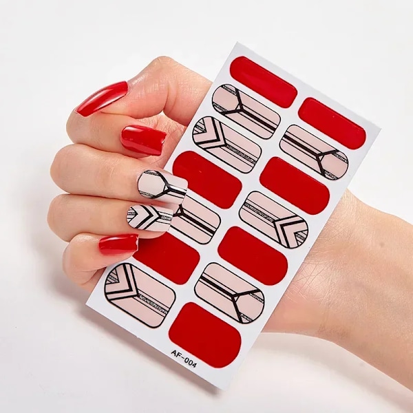 14 Tips Langtidsholdbare Nail Art Dekal Manicure Tryk På Negl Fuld Negle Wraps Polsk Band Negleklistermærker Til Kvinder Pige S AF021