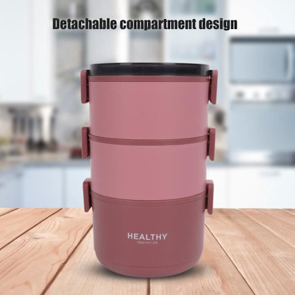 Duokon bærbar lunsjboks Termisk lunsjboks 2200ml Avtakbart trelags rom Bærbar design