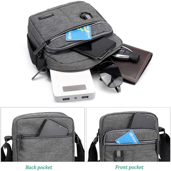 Liten Crossbody-väska för Män Messenger Axelväska för Mobiltelefon för Resor, Vandring och Utomhussporter (Grå Crossbody-väska för Män)