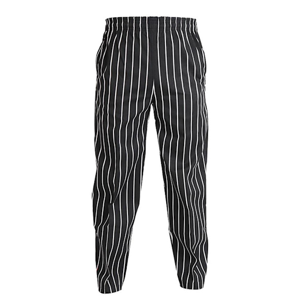 Joustavat ravintola kahvila kokki tarjoilija housut housut univormu tarvikkeet Black White Striped 3XL