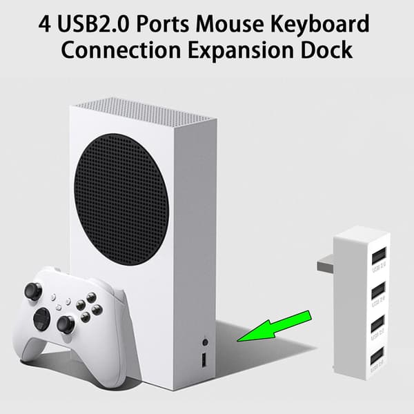 Sinknap Udvidelsesdock 4-i-1 Lav Latency Anti-Interference 4 USB2.0 Spilkonsoller Controllers USB Hub Til Xbox Series S White