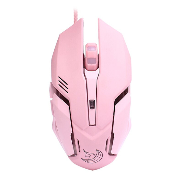 Rosa ergonomisk gamingmus med professionell högkvalitativ