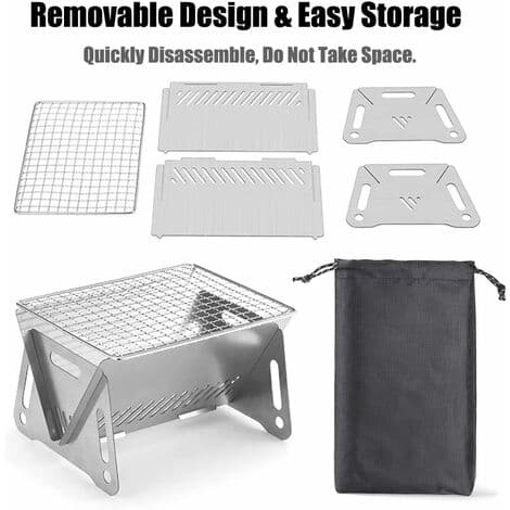 Mini foldbar og mobil grill - Grilloverflade ca. 16cm x 21cm