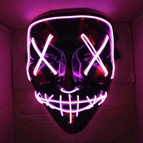 LED Glow Maske EL Wire Lys Op The Purge Film Kostume Ed