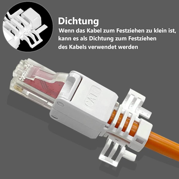 Nettverkskontakt RJ45 Cat6 Cat5e Verktøyfri Kontakt Lan Utp Ethernet Kabel Krympeplugg Med