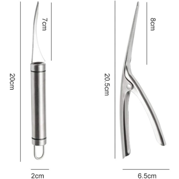 Rustfrit stål redskab til fjernelse af linjer fra fisk, krabber, rejer og hummer