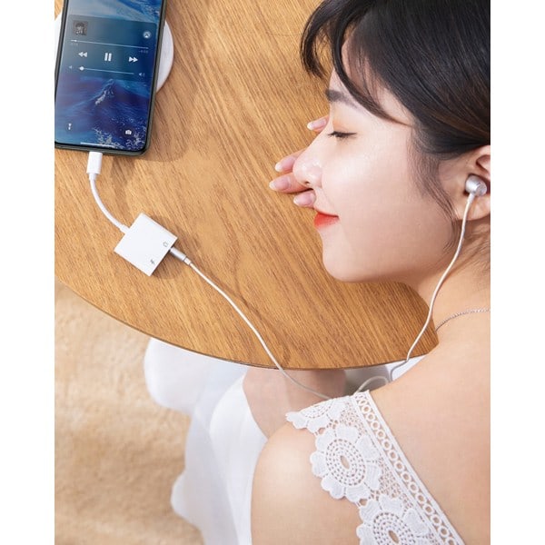 [2 i 1] Hörlursadapter för iPhone, Apple Lightning till 3,5 mm Jack Aux-ljuddongel Biltillbehör Kompatibel ljudhörlursadapter