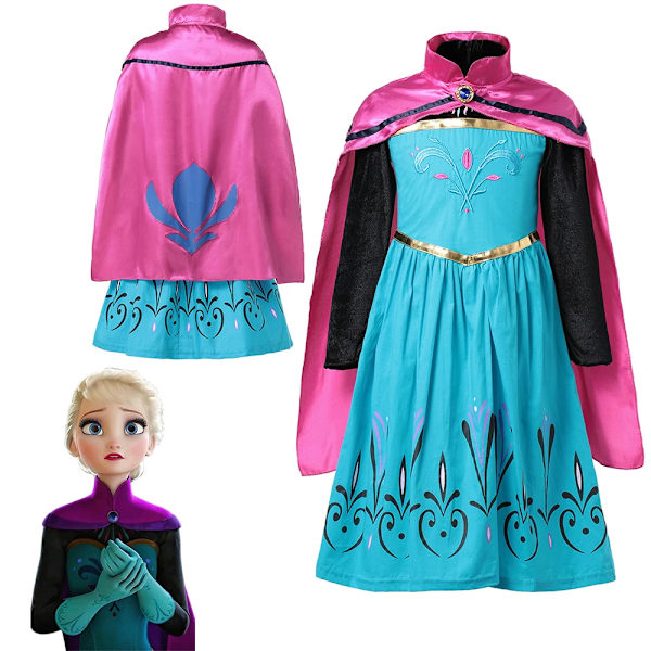 Disney Lasten Lumikuningatar Elsa Anna Cosplay Prinsessamekko Puku Frozen Tytöt Halloween Joulu Karnevaali Juhla Pukeutuminen Asun 1pc Elsa Mekko 1pc Elsa Dress4 3-4T(Tag 110)