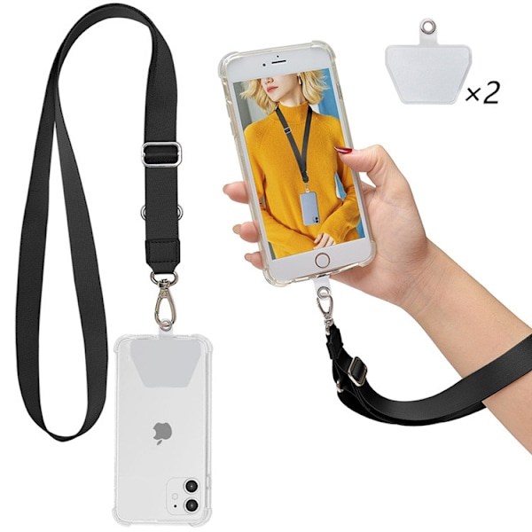 Phone case Patch Neck Lanyard, Portable, Prevent loss, Black