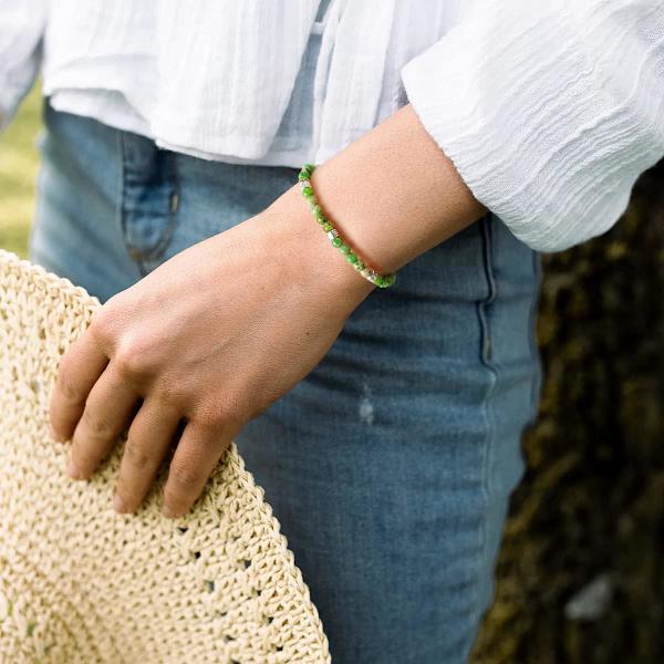 Pärlarmband Justerbart Handgjort Spetsarmband Bohème Färgglad Sten Strandarmband för Kvinnor Green