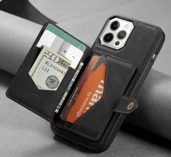 JEEHOOD 3i1 foldbar pung etui til iphone 12 | sort
