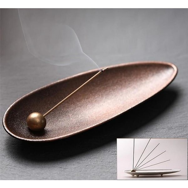 Bronze Metal Røgelseholder til Sticks, Røgelsespinde, Røgelse Askefanger til Yoga, Meditation og Hjemmeindretning (Bronze)