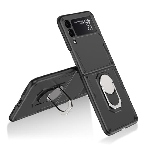 GKK Armor Samsung Galaxy Z Flip 3 Etui med Fingerring - Sort Sort