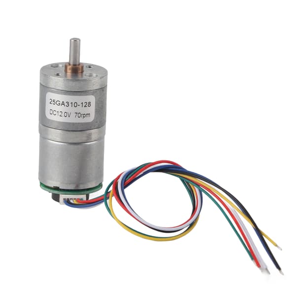 12V 25GA‑310‑128 Metal DC Encoder Gear Motor with Speed Reduction (DC12V 70RMP)