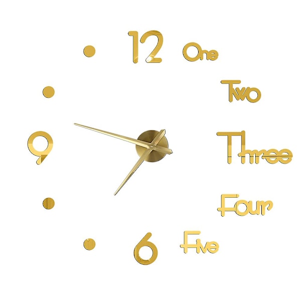 3D Suuri Seinäkello DIY Akryyli Peilikello Kellon Koko Eurooppa Horloge Olohuone Koti Sisustus Useita Tyylejä Kulta E Gold E 37 inches (60-90cm)