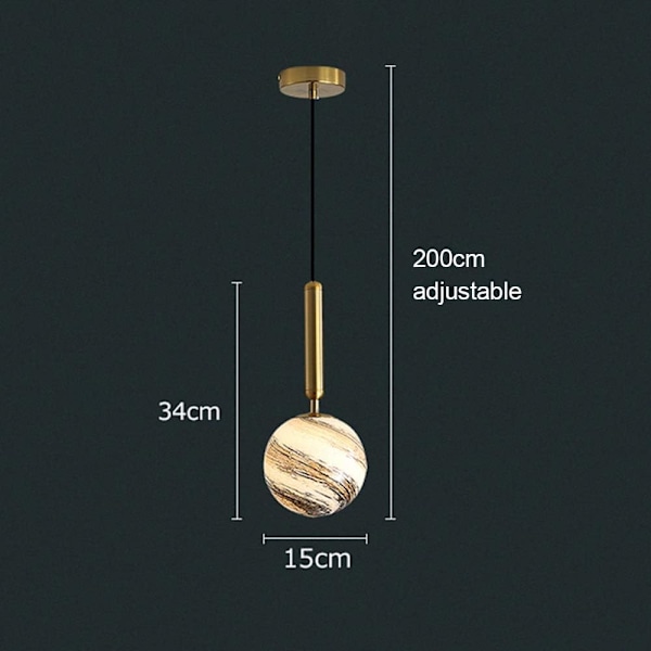 Nordisk modern minimalistisk glaskula taklampa enkel huvudhängd vindkrona sovrum (transparent vattenkrusning)