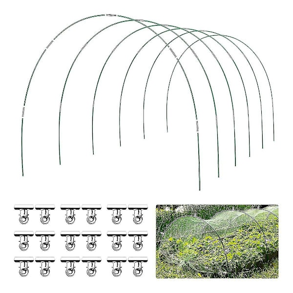 36 ST Grønt drivhus bøjler dyrkningstunnel 6 sæt med 8,5 FT lange havebøjler sæt, rustfrit glasfiber R
