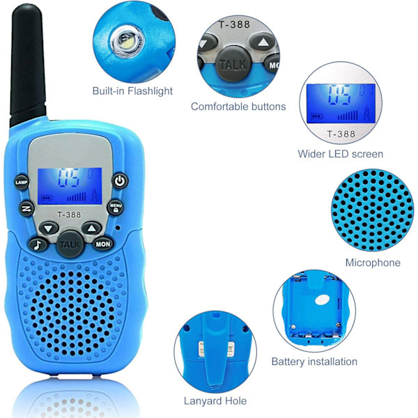Walkie Talkies til børn - 3 km rækkevidde
