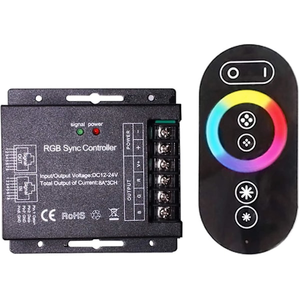 RGB LED-fjärrkontroll med touch, trådlös RF-touch-fjärrkontroll för LED-remsa DC12v-24v 8a/ch