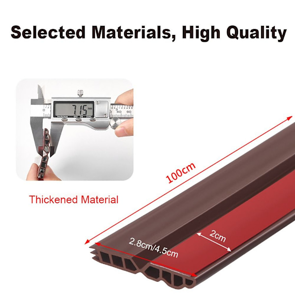 100 cm Tetningslist for dørterskel Trekstopper STOR Large Brown-45mm Large Brown-45mm