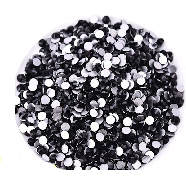 576 st Lim-Fixerade Platta Rhinestone Glas Diamant Pärlor för Nagelkonst Hantverksdekorationer Kläder Skor Jet[qb] Jet 576pcs