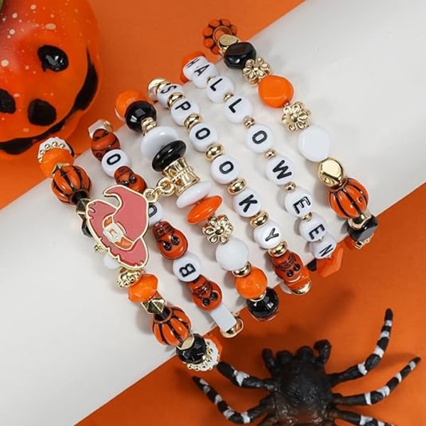 Halloween Armbånd Stakbare Heishi Perle Stretch Armbånd（Style 12） Style 12