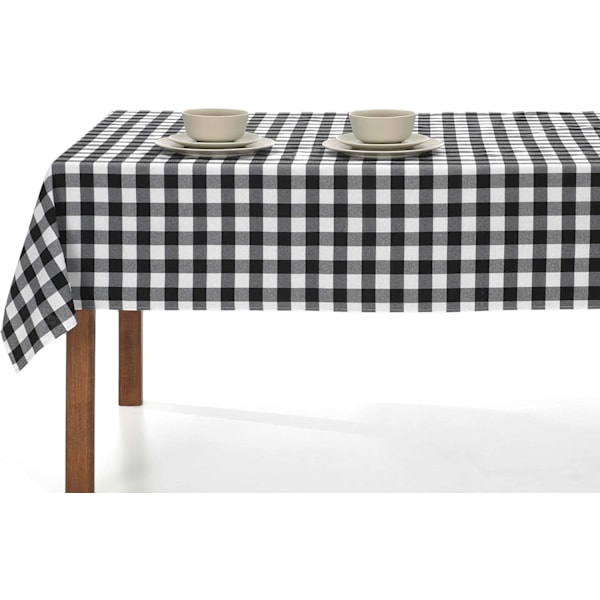 Rektangulär Gingham Plaid Duk, Tvättbar, Perfekt för Inomhus och Utomhus, Idealisk för Picknickar och Utomhusfester (140 x 180, Svart)