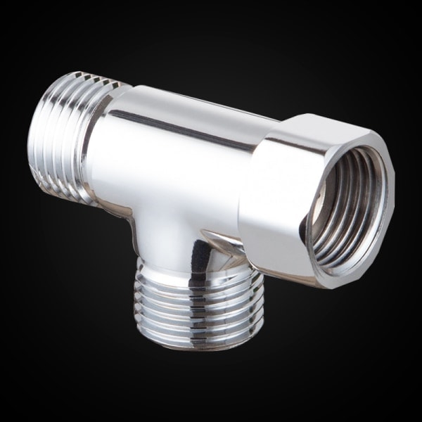 Massiv messing G1/2\" 3-vejs omskifterventil med T-stykke til hjørneventilslanger, karbadsarme og toiletvandspurificerere (kromfinish)