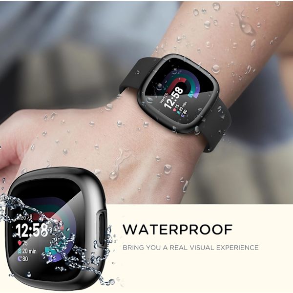 Diruite 4-pakkaus kotelo Fitbit Versa 4/Sense 2 -näytönsuojalle HD iskunkestävä pehmeä TPU-kotelo Fitbit Versa -kellolle Clear+Clear+Clear+Clear