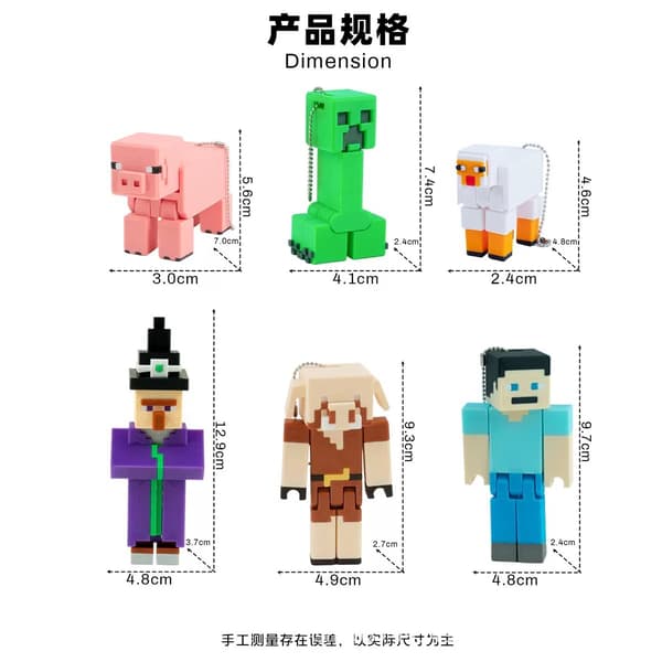 3D-printet Minecraft Creeper-figur med bevegelige ledd, samleobjekt actionfigurleketøy for spillfans White Sheep