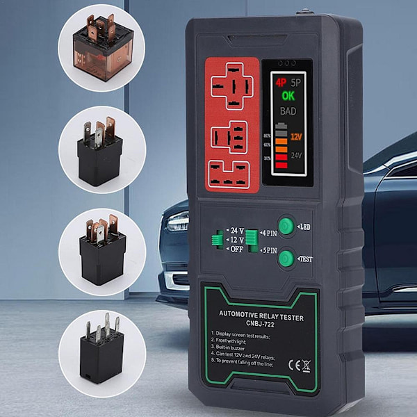 12V 24V Batteritest Reläanalysator Generator Checker Fordon Vevaxel Start Laddningssystem Motorcykel Diagnosverktyg