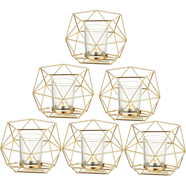 Tealight-hållare Guld Ljusstake - Set om 6 Bröllopscenterpieces