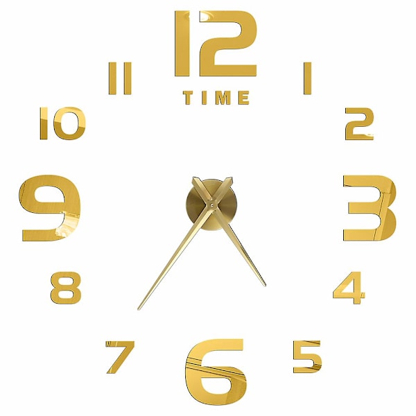 3D Stor Väggklocka DIY Akryl Spegelklocka Storlek Europa Horloge Vardagsrum Heminredning Flera Stilar Guld J Gold J 37 inches (60-90cm)