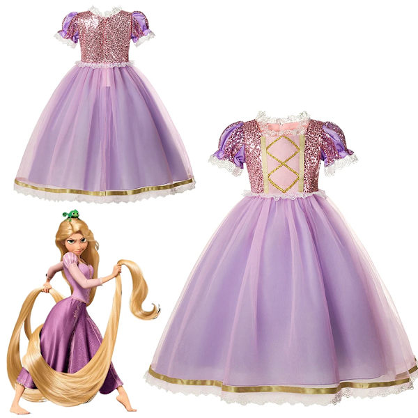 Disney Lasten Lumikki Elsa Anna Cosplay Prinsessamekko Puku Frozen Tytöt Halloween Joulu Karnevaali Juhla Pukeutuminen Asun 1pc Rapunzel Mekko7 1pc Rapunzel Dress7 2-3T(Tag 100)