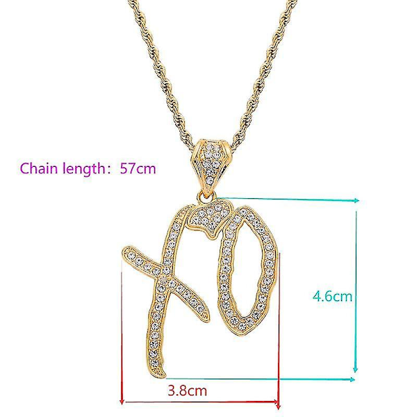 Upea muodikkaampi Hip Hop Rock Ice Out -kirjain Xo kuutiosirkonipendantti kaulakoru miehille Cool Rock Party Jewelry A Silver