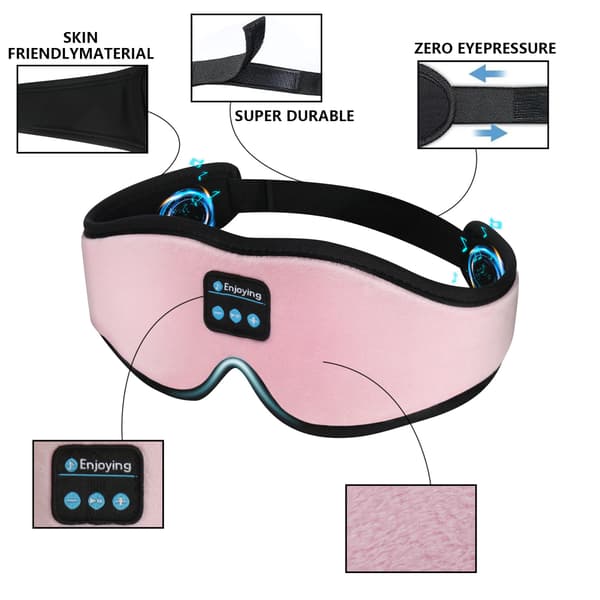 Trådløs 3D Bluetooth Søvnmaske med Stereolyd, Lysblokkerende Øyemaske for Søvn & Reise, Hjemmeutgave Black - E label