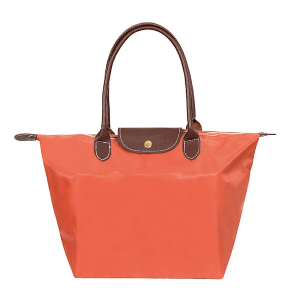 Damernas Nylon Tote Bag Stor Kapacitet Axelväska Vattentät Resa Strand Shopping Bag Naranja Orange M