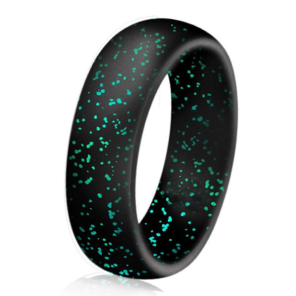 7 stk. Damer Mode Silikon Blød Glitter Finger Ringe Fest Smykker Gave Sort Grøn Glitter Black Green Glitter US 6
