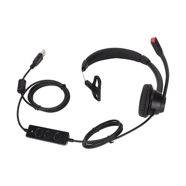 Enkelt øretelefon headset støjreduktion lydstyrkejustering mute USB erhvervsheadset med mikrofon sort H390‑ USB‑1