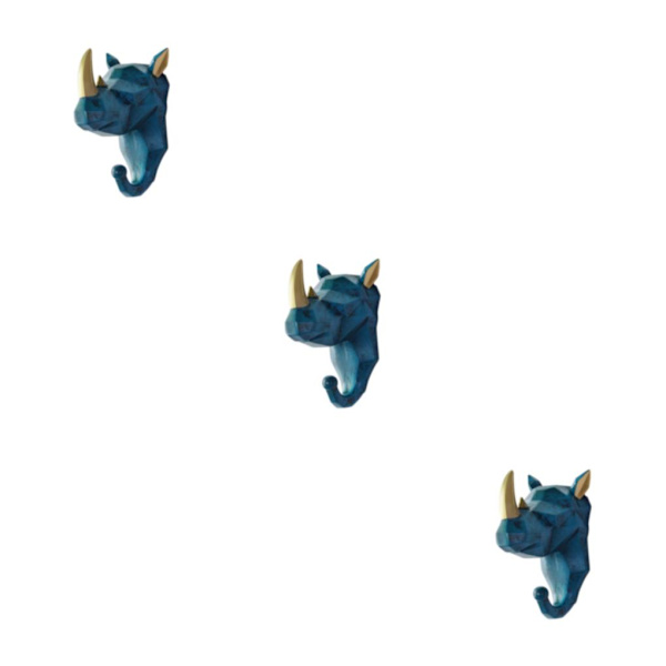1/2/3/5 Kestävä ja vahva eläinpään avaimenkoukku yksinkertaiseen retro-siniseen (norsu) Retro blue (rhino) 3 Sets