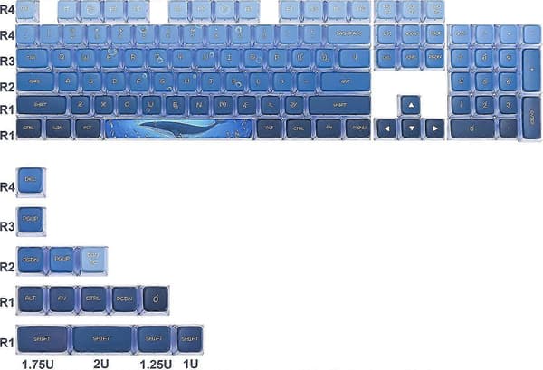 Pudding Keys 60 prosent, 118 Dye-sublimeringstaster, ASA-profil tilpassede taster (kun tastehetter) Blue Whale