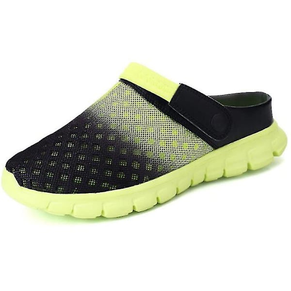 Herr Dam Tofflor Clogs Mules Sandaler Flip Flop Skor Svart Grön Black Green 40